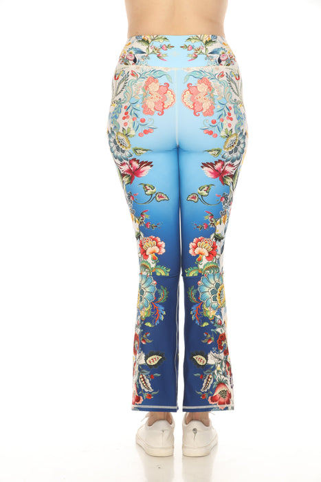 Johnny Was Blue Bee Active High Floral Waist Slit Leggings A2423-5