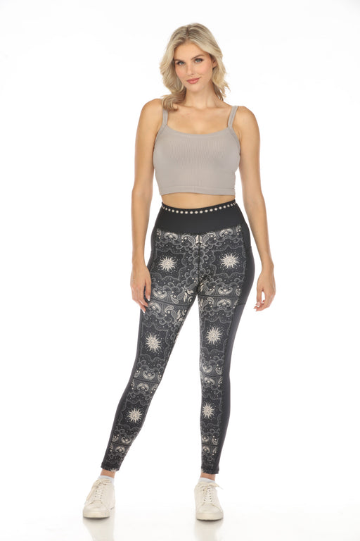 Johnny Was Style A8523 Black Runa Bee Active Legging with Pockets Boho Chic