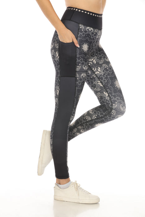 Johnny Was Black Runa Bee Active Legging with Pockets A8523 Boho Chic