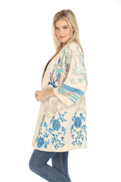 Johnny Was Biya Beige Alvina Embroidered Kimono B58324-E