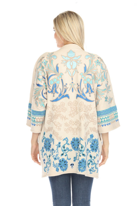 Johnny Was Biya Beige Alvina Embroidered Kimono B58324-E