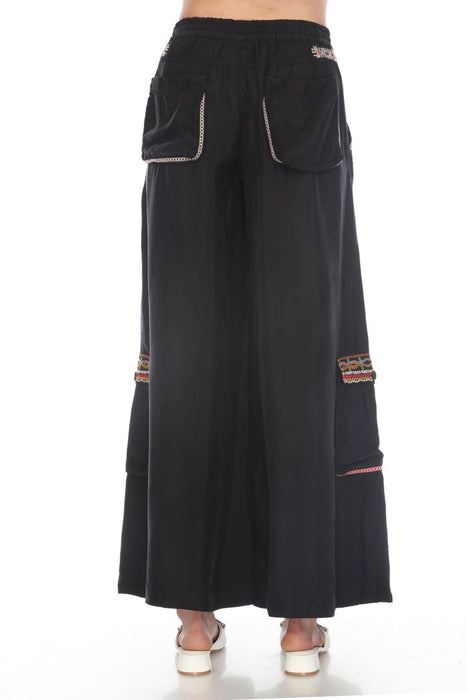 Johnny Was Biya Embroidered Cargo Palazzo Pants B67724 Boho Chic *