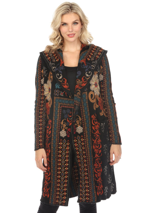 Johnny Was Biya Fabiana Embroidered Hooded Duster Boho Chic B54523 AfterRetail