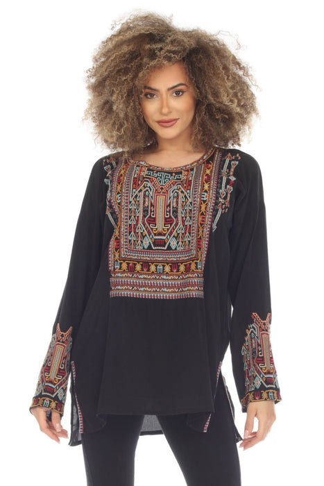 Johnny Was Biya Style B12123 Biya Jaina Silk Embroidered Long Sleeve Blouse Boho Chic