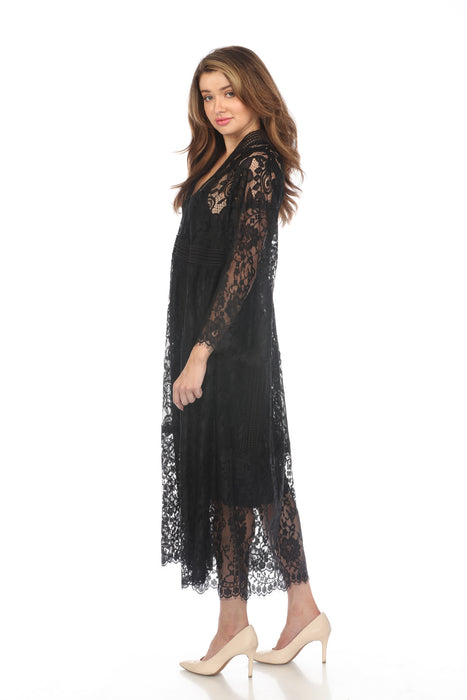 Johnny Was Biya Black Veronne Lace Slip Dress Boho Chic B38723-O