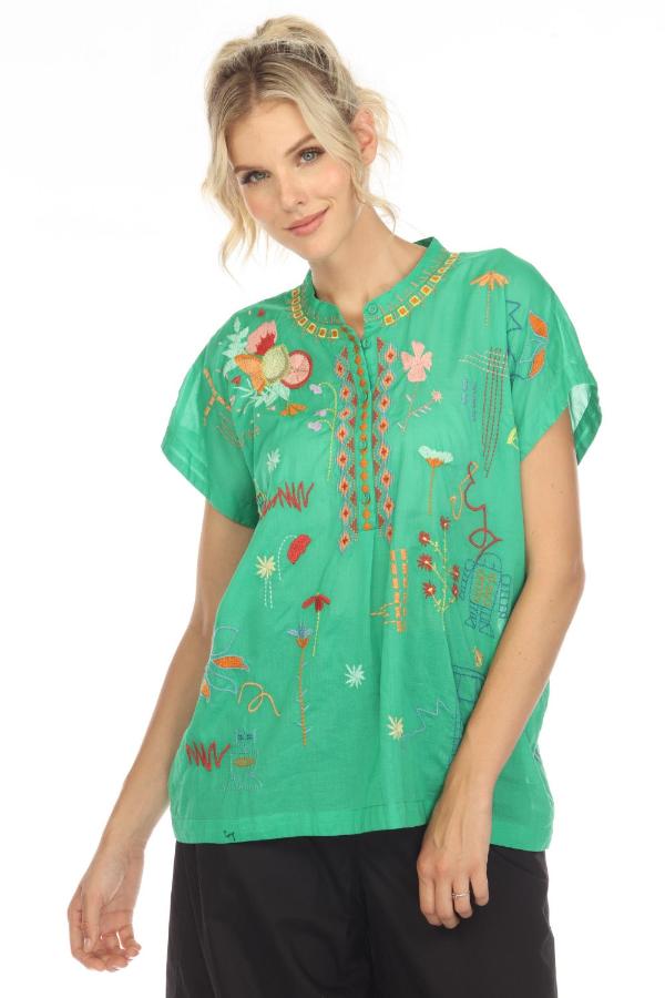 NWT XXL Johnny Was Soft Citron Ramos Evalyn Embroidered high quality Blouse Boho Chic C10321