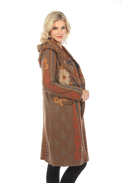 Johnny Was Biya Fabiana Embroidered Hooded Duster Boho Chic B54523