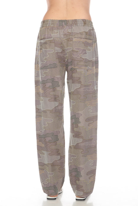 Johnny Was Biya Camo Embroidered Pull On Ankle Pants Boho Chic B66923