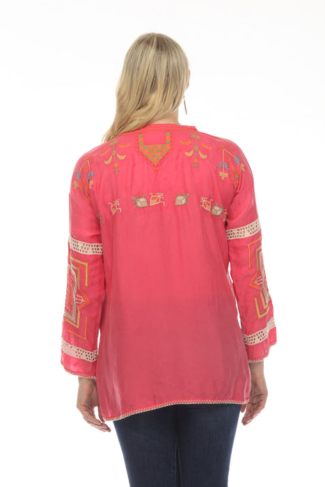 Johnny Was Biya Charlize Embroidered Long Sleeve Blouse Boho Chic B10623A4