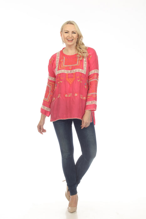 Johnny Was Biya Charlize Embroidered Long Sleeve Blouse Boho Chic B10623A4