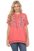 Johnny Was Biya Style B14024 Coral Radlie Embroidered Blouse