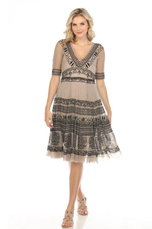 Johnny Was Biya Style B8686 Dakota Embroidered Mesh Slip Dress Boho Chic