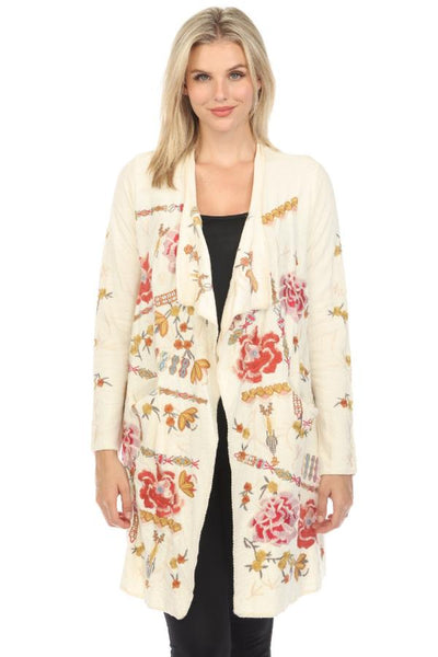 {Johnny Was} Embroidered Cardigan in Black sale and Taupe - Women's Small