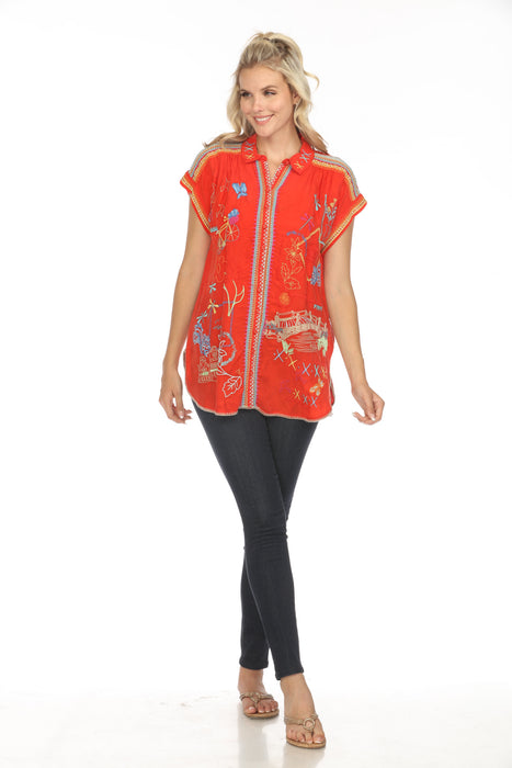 Johnny Was Biya Dionne Button-Down Blouse B14124A4 Boho Chic