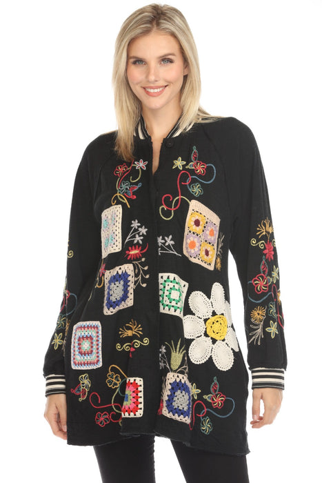 Johnny Was Biya Style B55924 Black Dixa Embroidered Jacket