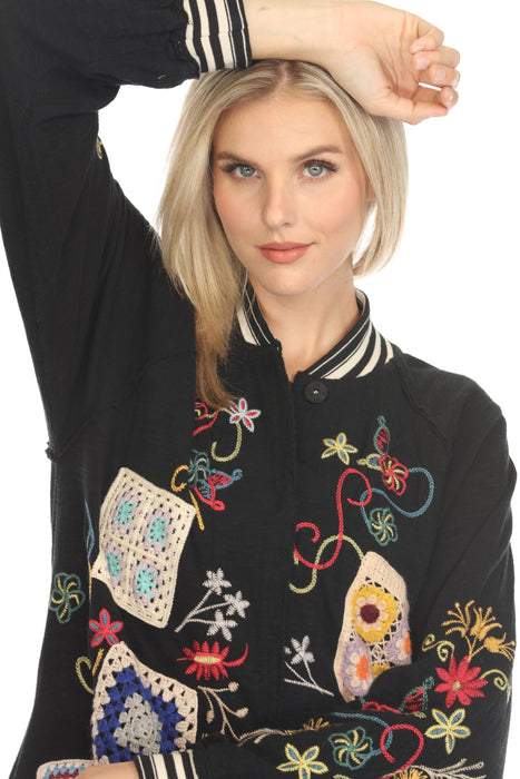 Johnny Was Biya Black Dixa Embroidered Jacket B55924