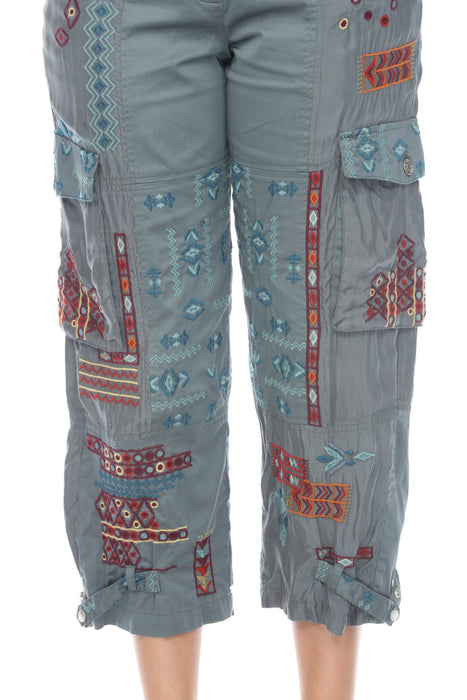 Johnny Was Biya Esme Cargo Capri Pants B66523 Boho Chic *