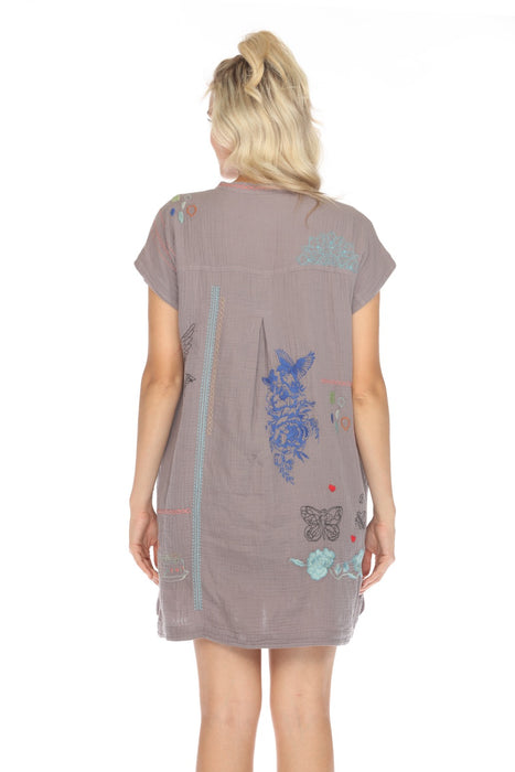 Johnny Was Biya Nahmad Embroidered Tunic Dress B38223 Boho Chic *