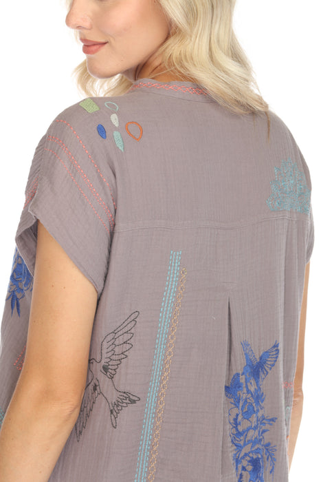 Johnny Was Biya Nahmad Embroidered Tunic Dress B38223 Boho Chic *