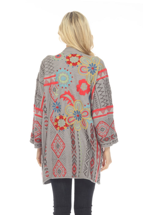 Johnny Was Biya Rahi Open Front Embroidered Kimono Boho Chic B52823