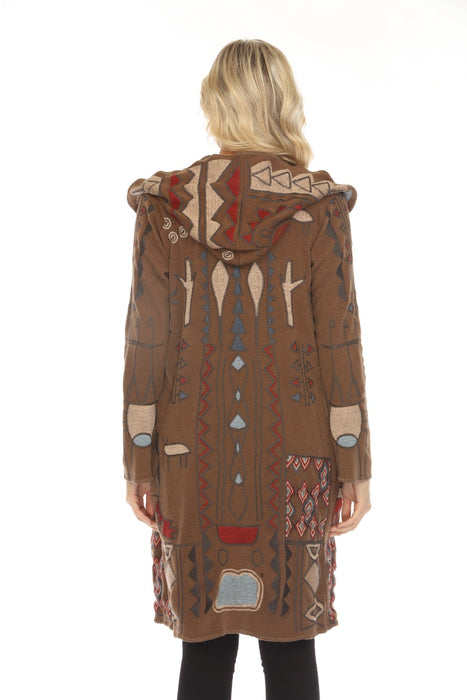 Johnny Was Biya Brown Kate Hooded Duster B54323