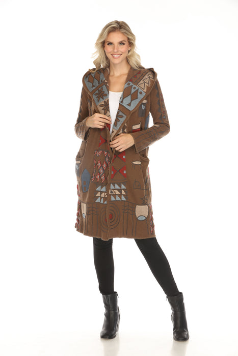 Johnny Was Biya Brown Kate Hooded Duster B54323