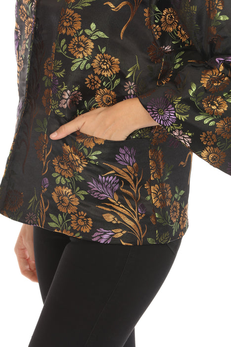 Johnny Was Biya Black Margie Floral Jacquard Jacket B41623