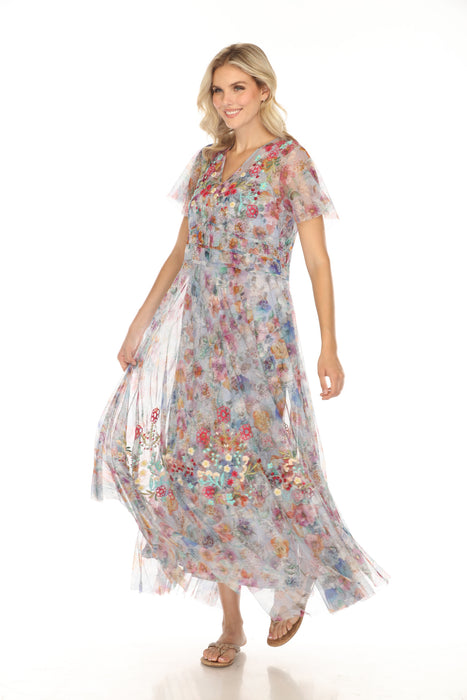 Johnny Was Biya Mazzy Flora Ruched Maxi Dress B32024-2K