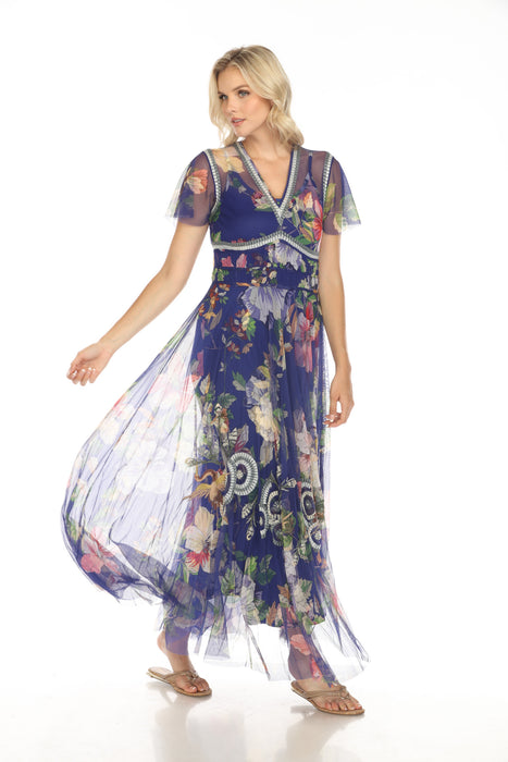 Johnny Was Biya Mazzy Ruched Maxi Dress B32424 Boho Chic