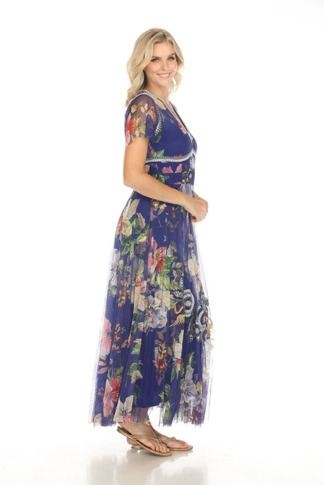 Johnny Was Biya Mazzy Ruched Maxi Dress B32424 Boho Chic