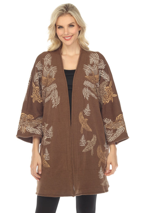 Johnny Was Biya Style B53723 Pajaro Knit Embroidered Kimono Boho Chic