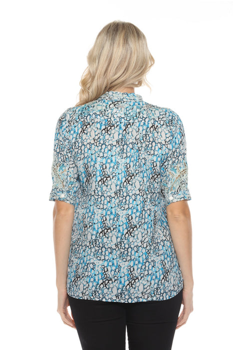 Johnny Was Biya Printed Embroidered Blouse JW999