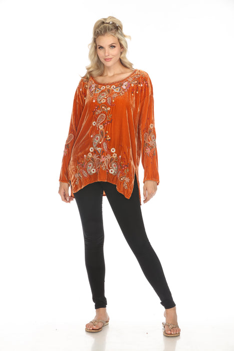 Johnny Was Biya Lori Embroidered Velvet Blouse B12023B9 Boho Chic