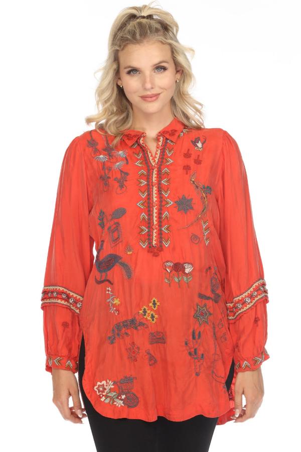 Johnny Was Ava Embroidered store Tunic Top