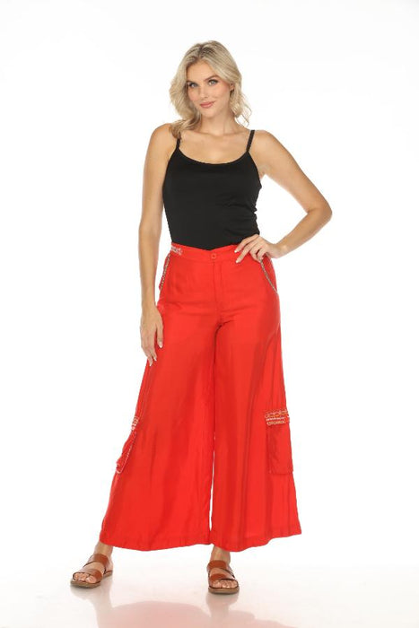 Johnny Was Biya Embroidered Cargo Palazzo Pants B67724 Boho Chic *