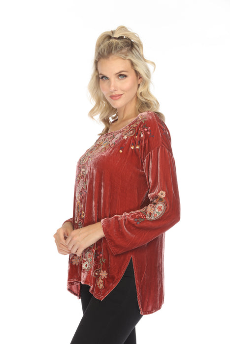 Johnny Was Biya Lori Embroidered Velvet Blouse B12023B9 Boho Chic