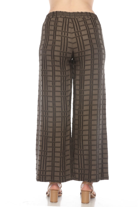 Johnny Was Biya Check Embroidered Wide Leg Pants Boho Chic B68124