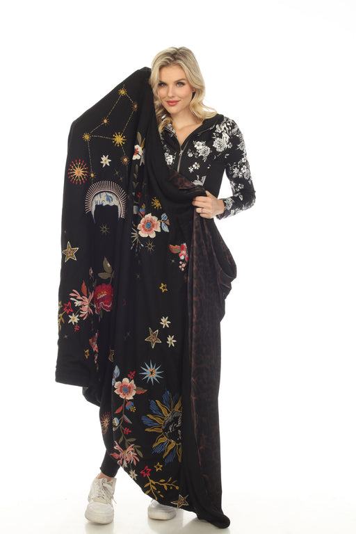 Johnny Was Style H10723 Black Celestin Embroidered Throw Blanket Boho Chic