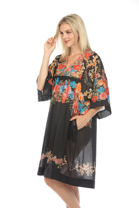 Johnny Was Black Royal Easy Swim Cover Up Dress Boho Chic CSW2623-H