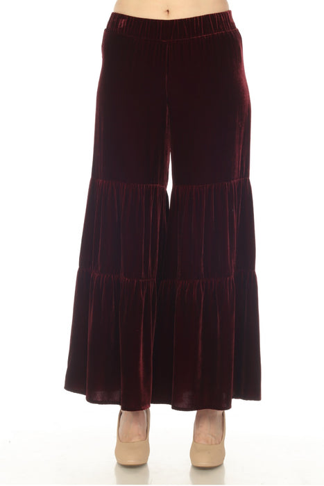 Johnny Was Style R69822 Black Velvet Tiered Wide Leg Pants Boho Chic