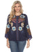 Johnny Was Style C16124 Blue Dianne Embroidered Button-Down Blouse