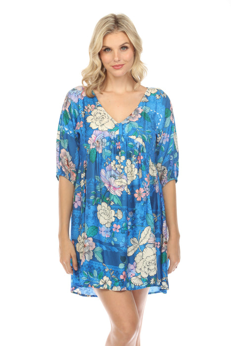 Johnny Was Blue Dove A-Line Swim Cover-Up Dress Boho Chic CSW5323-N