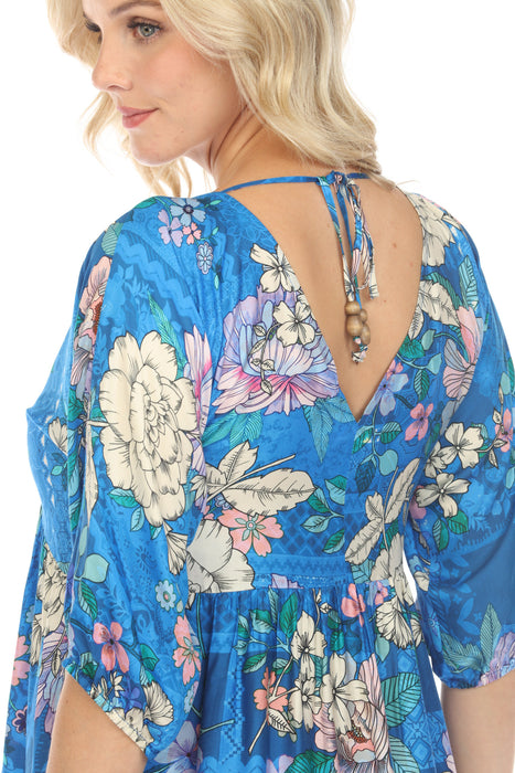 Johnny Was Blue Dove A-Line Swim Cover-Up Dress Boho Chic CSW5323-N