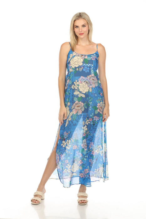 Johnny Was Blue Dove Back Tie Strappy Maxi Dress Boho Chic CSW5423-N