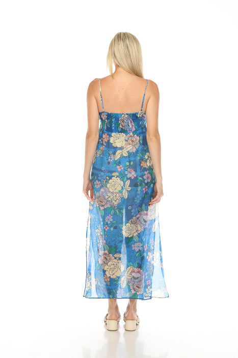 Johnny Was Blue Dove Back Tie Strappy Maxi Dress Boho Chic CSW5423-N