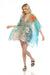 Johnny Was Style CSW3822AH Blue Leopard Floral Short Swim Cover-Up Kimono Boho Chic