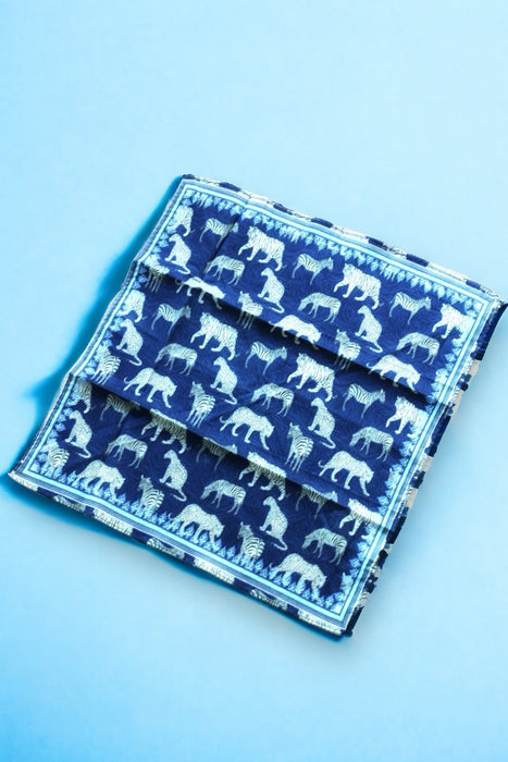 Johnny Was Style H94722 Blue Tiger Printed Cotton Pet Bandana