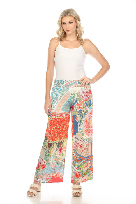 Johnny Was Style CSW2421-A Boho Floral Linen Easy Pants Boho Chic