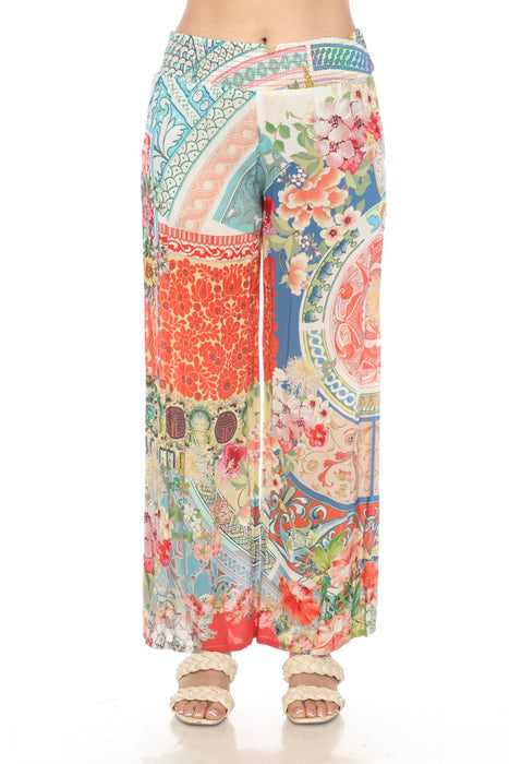 Johnny Was Style CSW2421-A Boho Floral Linen Easy Pants Boho Chic