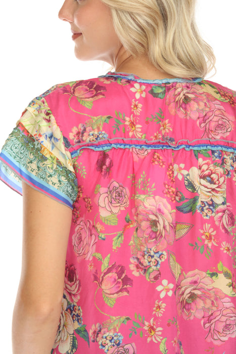 Johnny Was Brigid Floral Silk Blouse C18024 Boho Chic